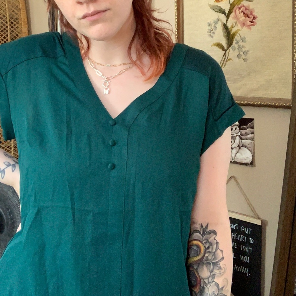 Fortune + Ivy Teal green blouse